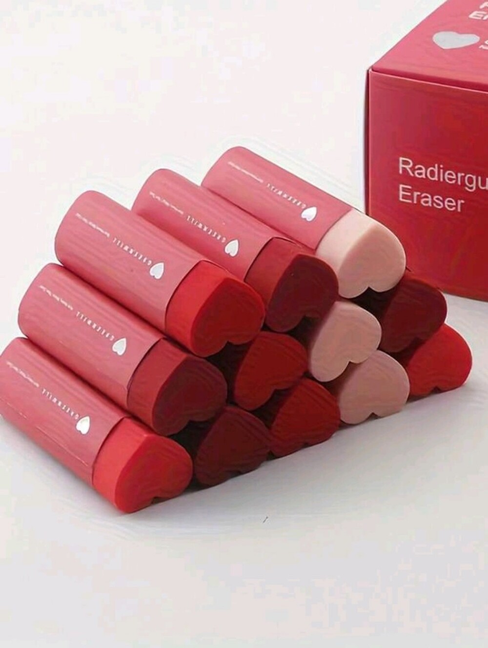 Heart-Shaped Lipstick Eraser - Pink & Red Shades